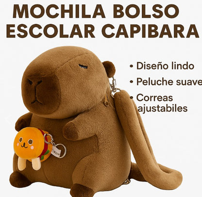 Mochila de Peluche CAPIBARA™ Kawaii con Hamburguesa – 35 cm